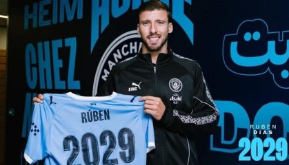 曼城官宣续约鲁本-迪亚斯至2029年，后防核心留队